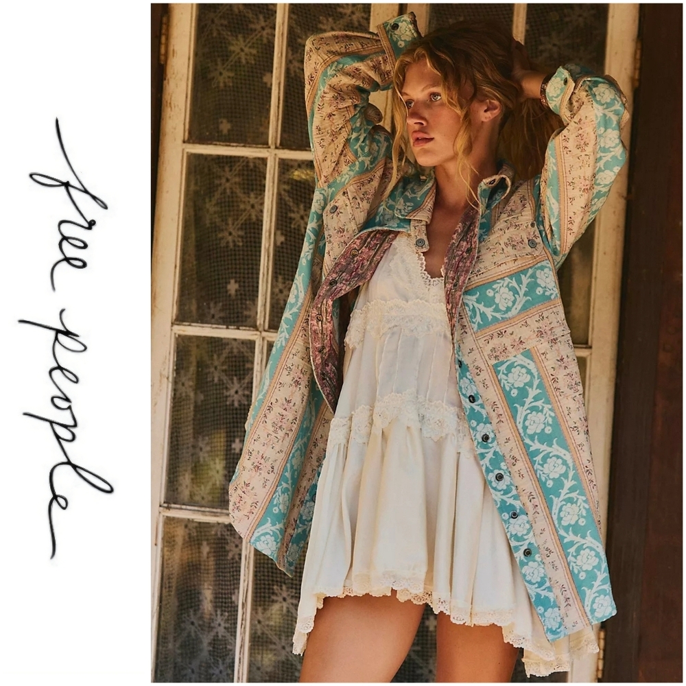 NWT Free People We The Free Wonderland Fog Jacquard Shirt Jacket *Oversized